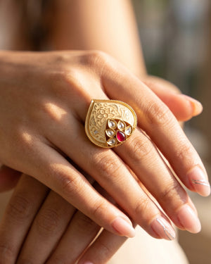 Gulaab Patti Meenakari Ring