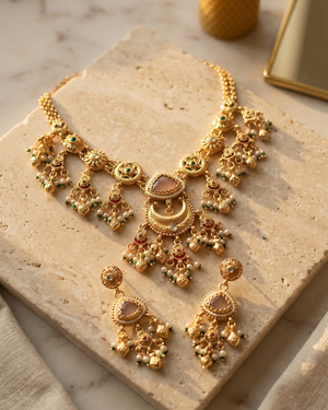 The Chandni Necklace Set (Pink)