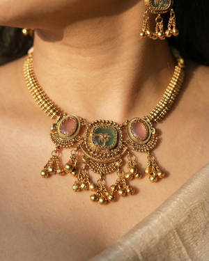 Palm Dune Necklace Set (Pink Green)