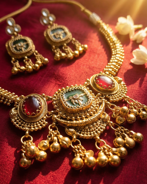 Palm Dune Necklace Set (Red and Green)