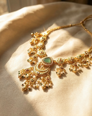The Chandni Necklace Set (Light Green)