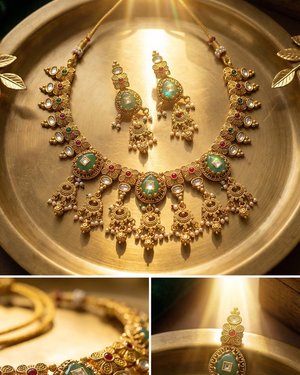 Mrinalini Necklace Set (Green)