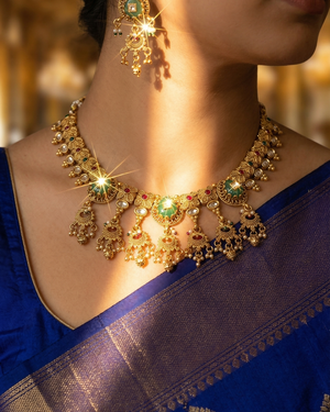 Mrinalini Necklace Set (Green)