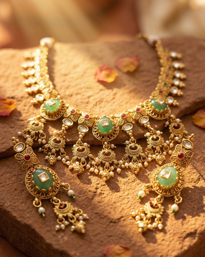 Mrinalini Necklace Set (Green)
