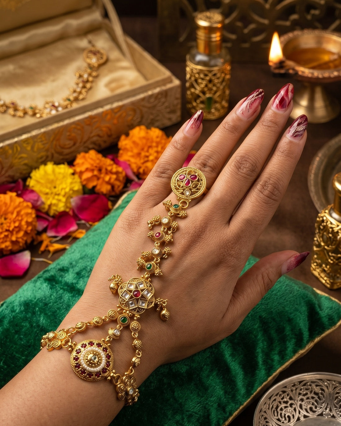 Navaratna Kundan Haath Phool