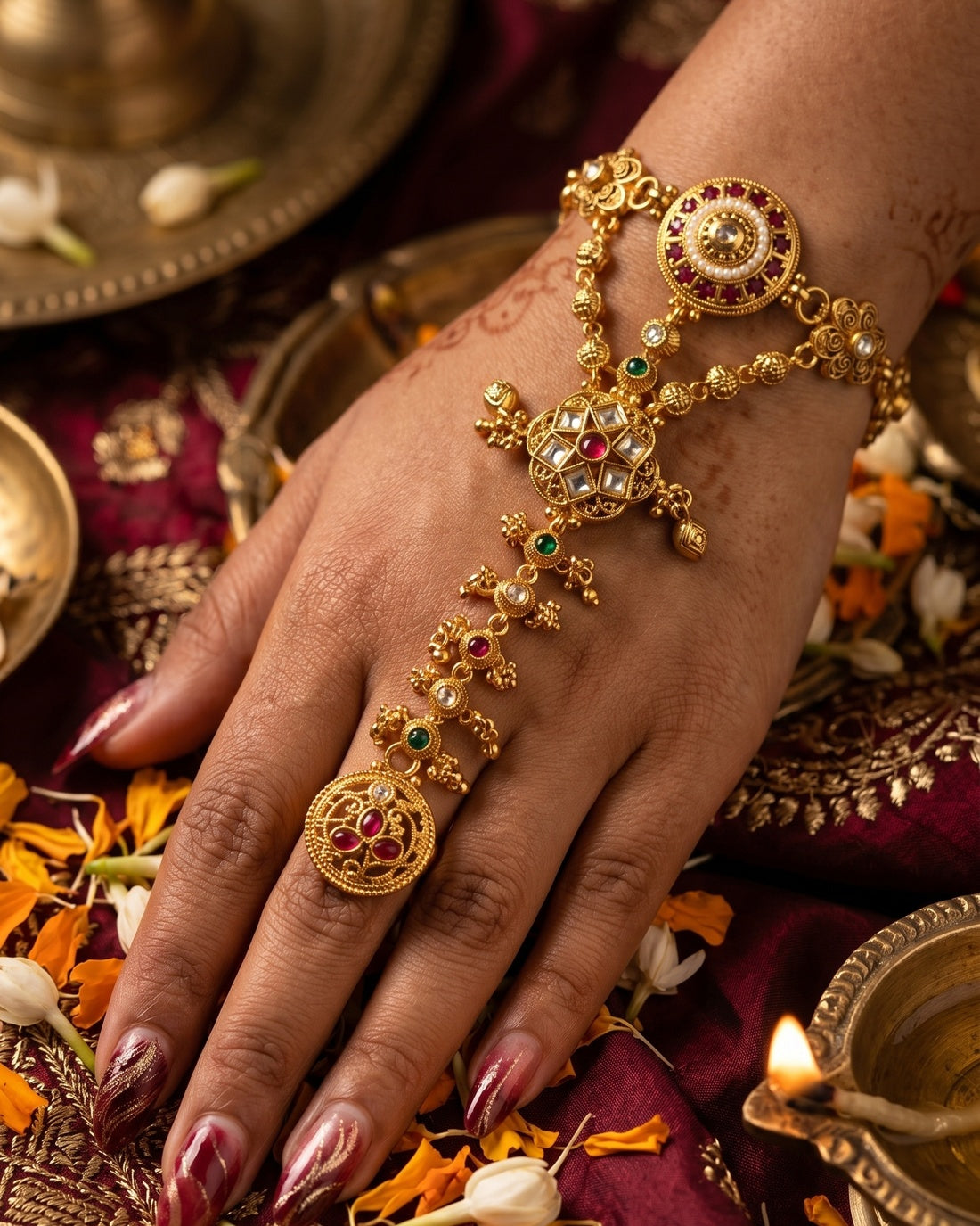 Navaratna Kundan Haath Phool