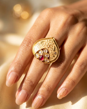 Gulaab Patti Meenakari Ring