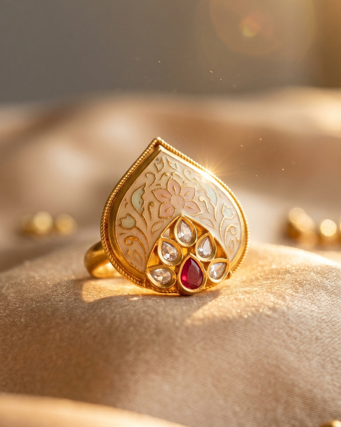 Gulaab Patti Meenakari Ring