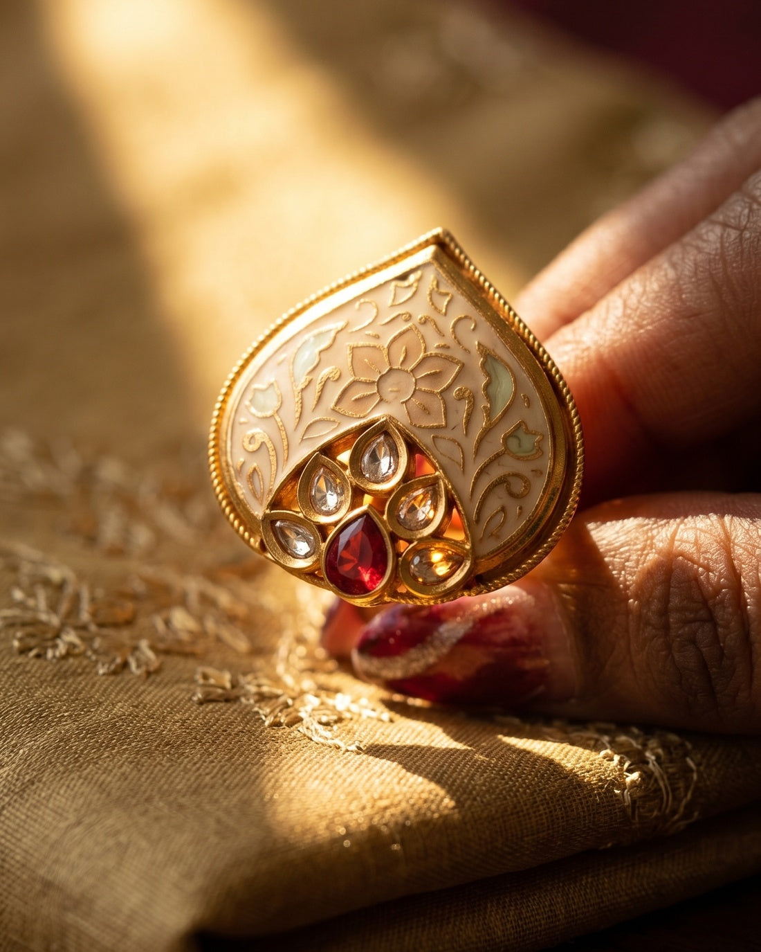 Gulaab Patti Meenakari Ring
