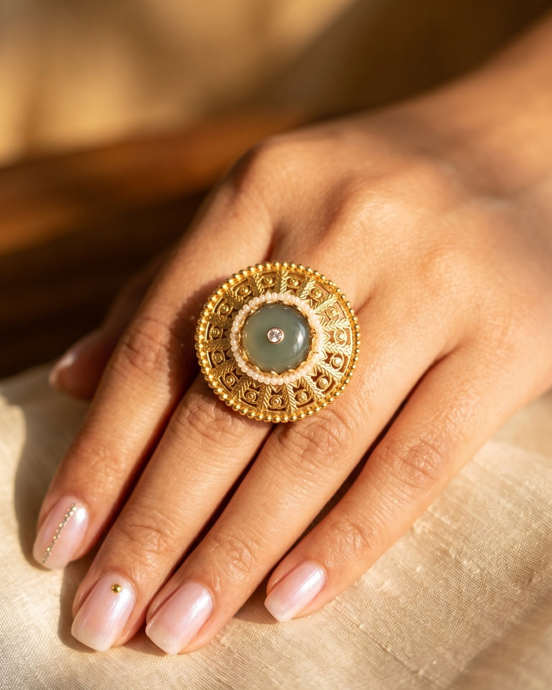 Suryapriya Jadau Ring - White Polki