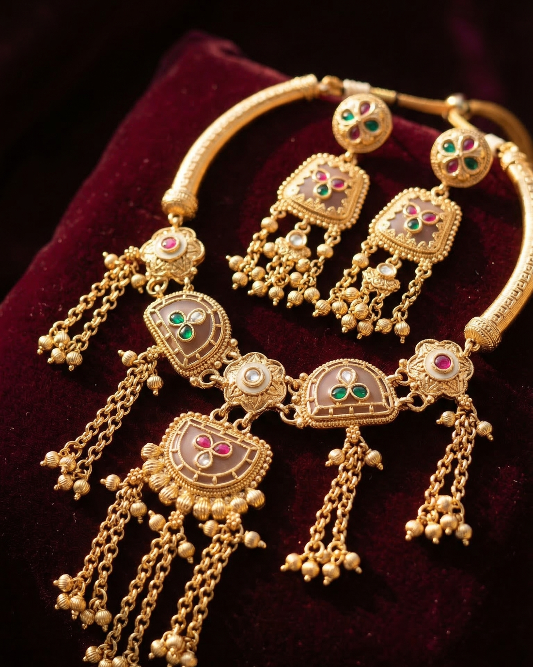 Gulnaar Tassel Necklace (Pink)
