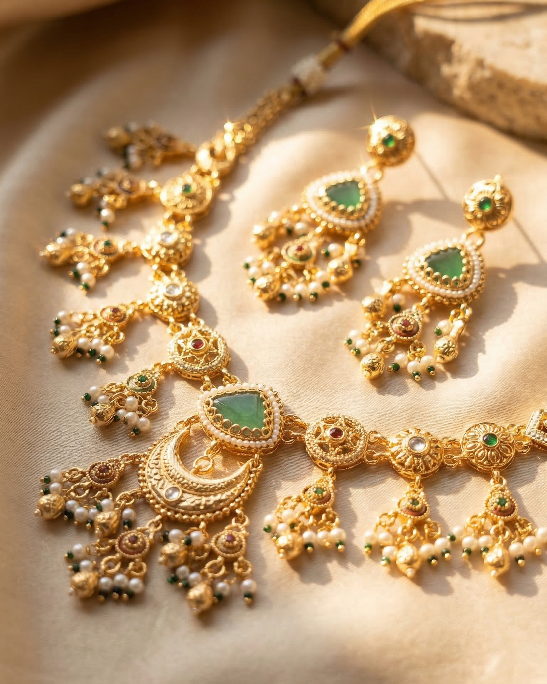The Chandni Necklace Set (Light Green)