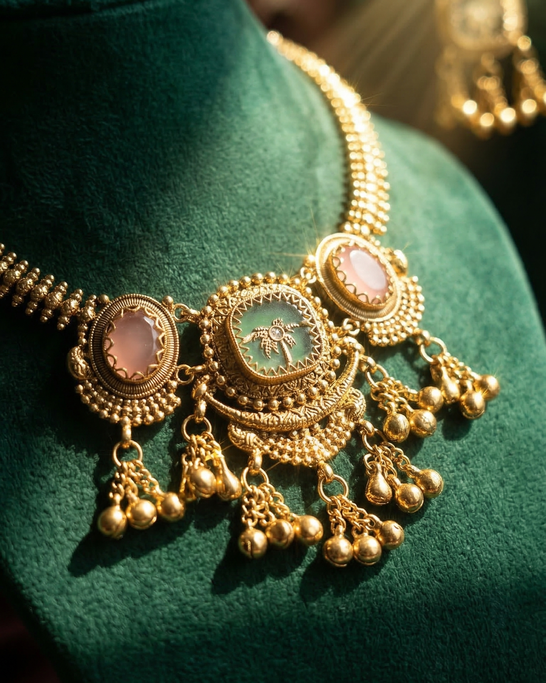 Palm Dune Necklace Set (Pink Green)