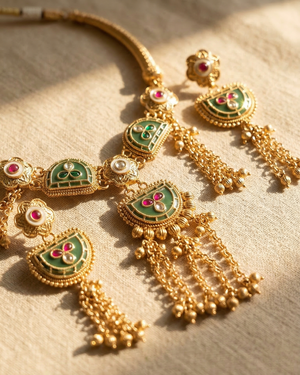 Gulnaar Tassel Necklace (Light Green)