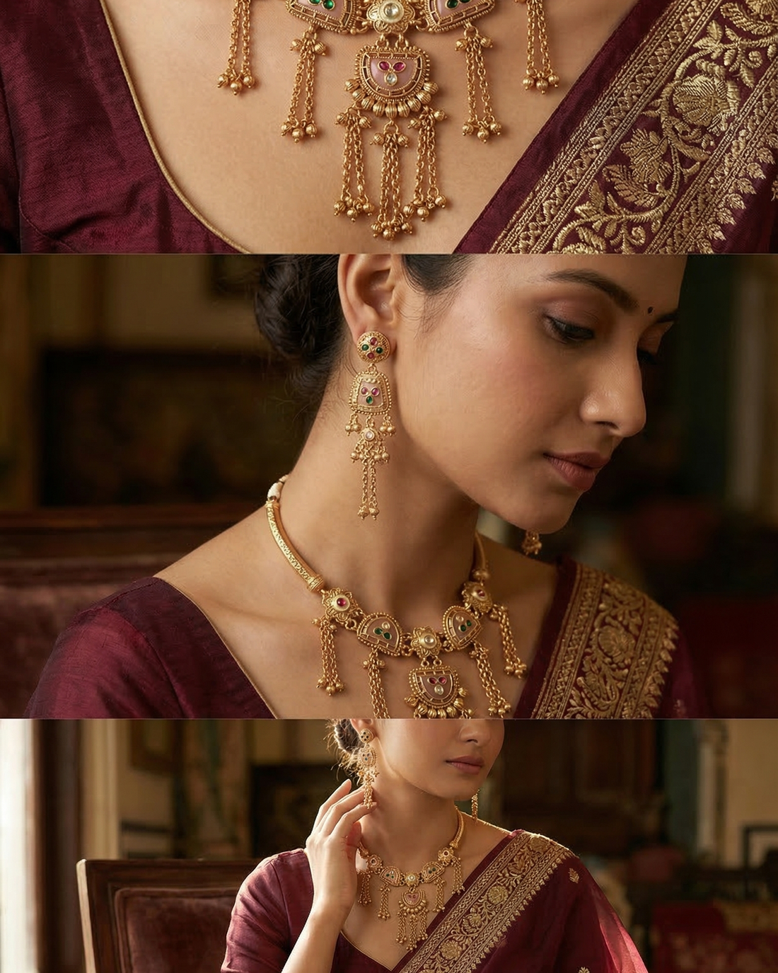 Gulnaar Tassel Necklace (Pink)