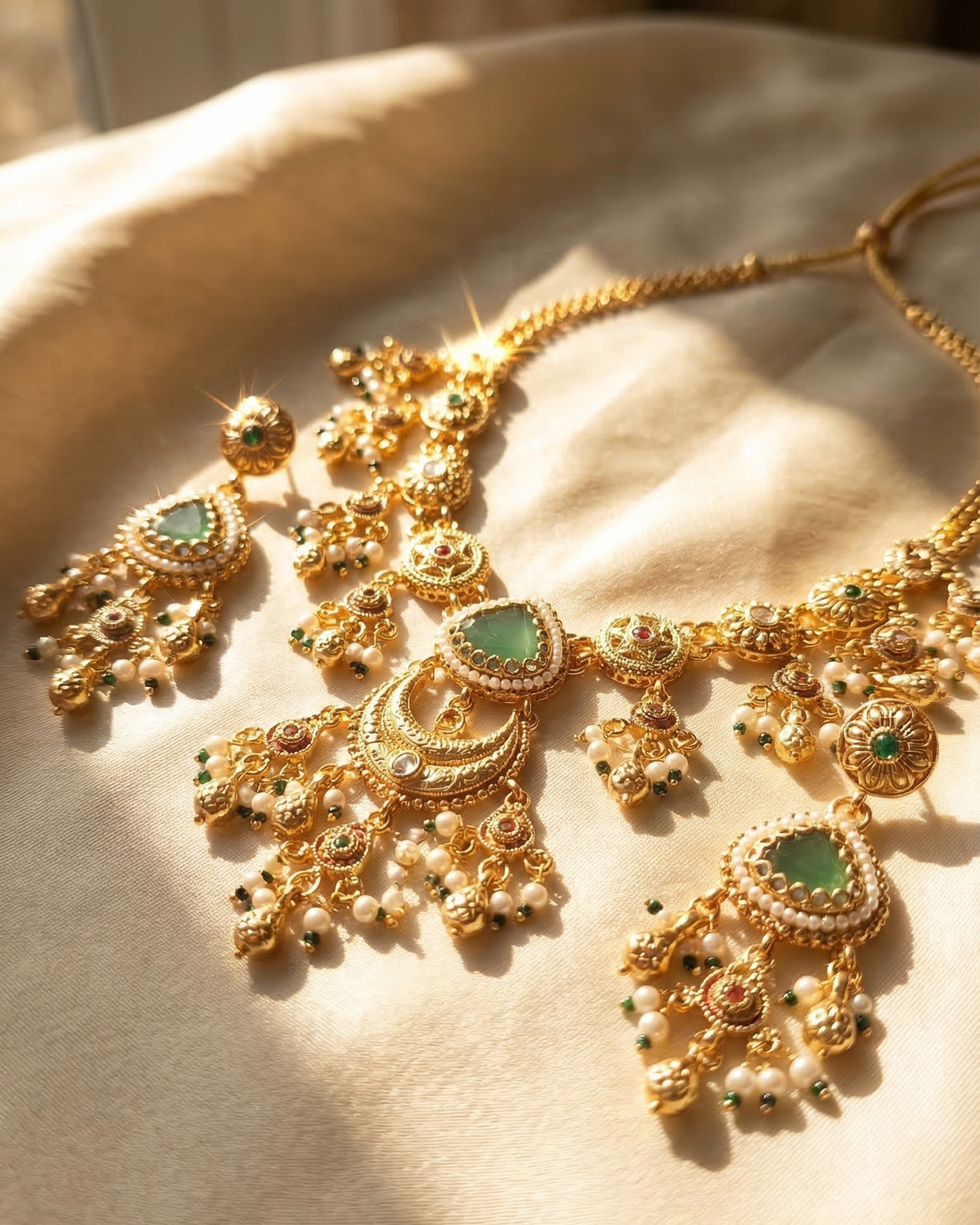 The Chandni Necklace Set (Light Green)
