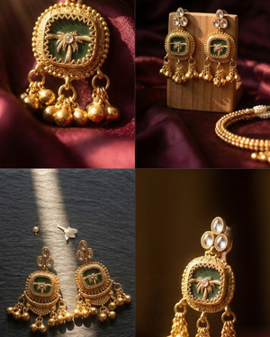 Palm Dune Necklace Set (Red and Green)