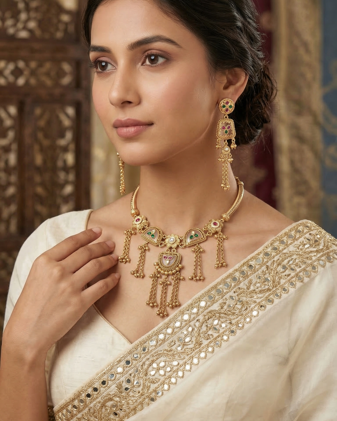 Gulnaar Tassel Necklace (Pink)