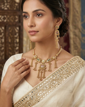 Gulnaar Tassel Necklace (Pink)