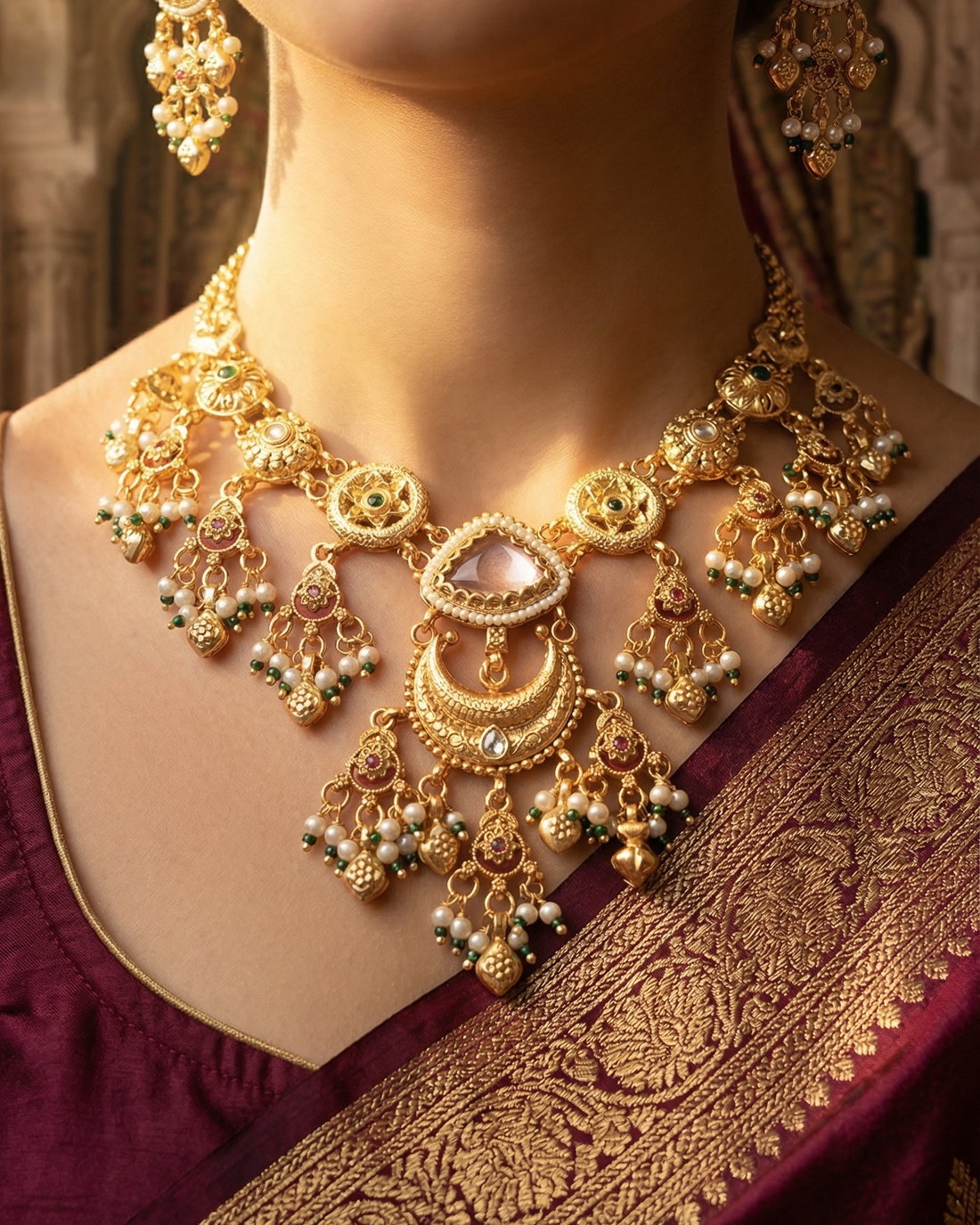 The Chandni Necklace Set (Pink)