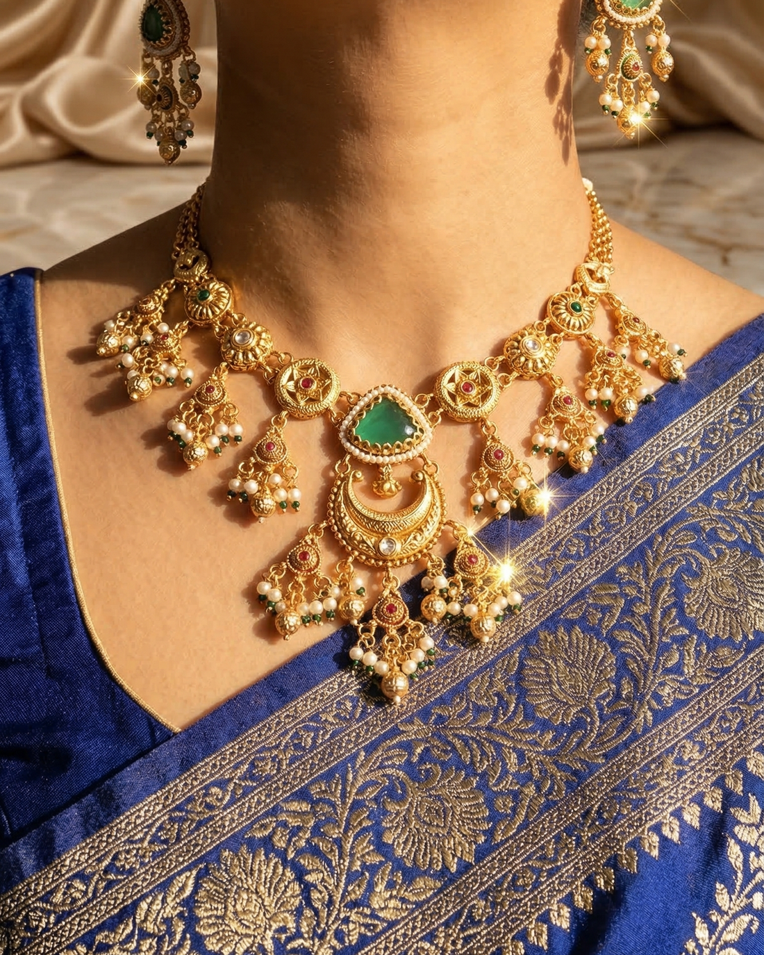 The Chandni Necklace Set (Light Green)