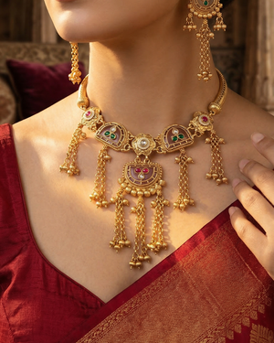 Gulnaar Tassel Necklace (Pink)