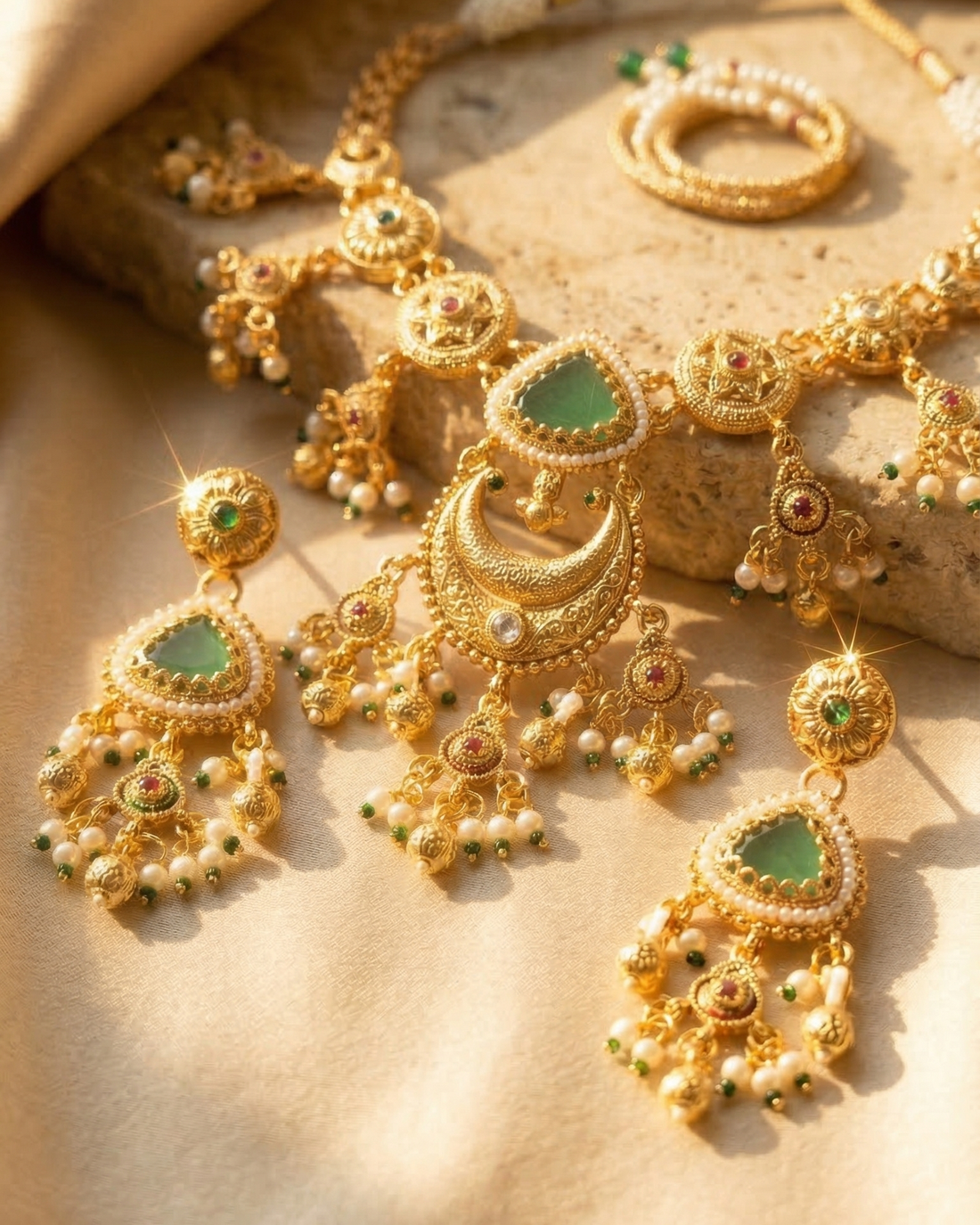 The Chandni Necklace Set (Light Green)