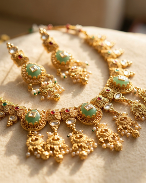 Mrinalini Necklace Set (Green)