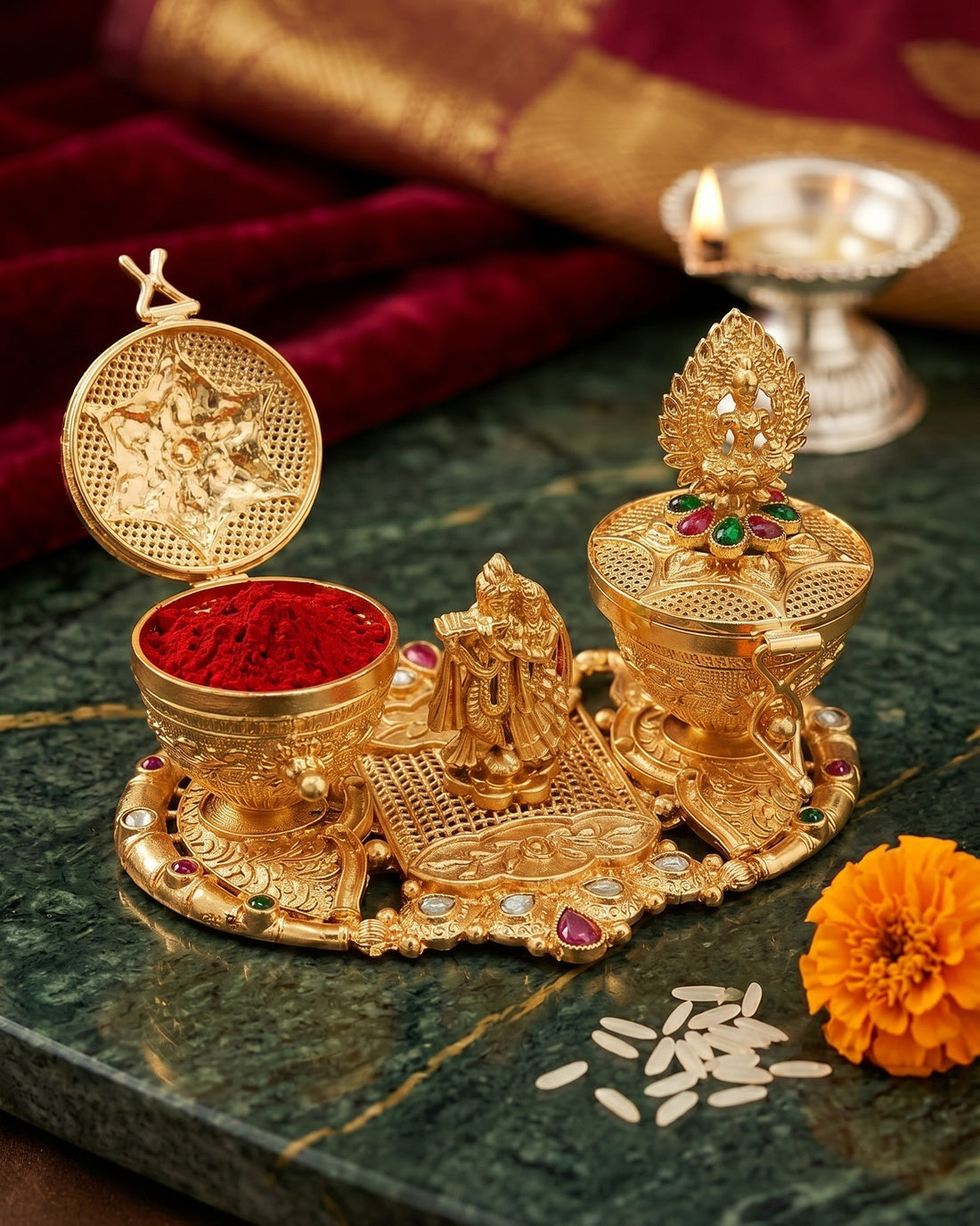 Radha Krishna Kumkum Box