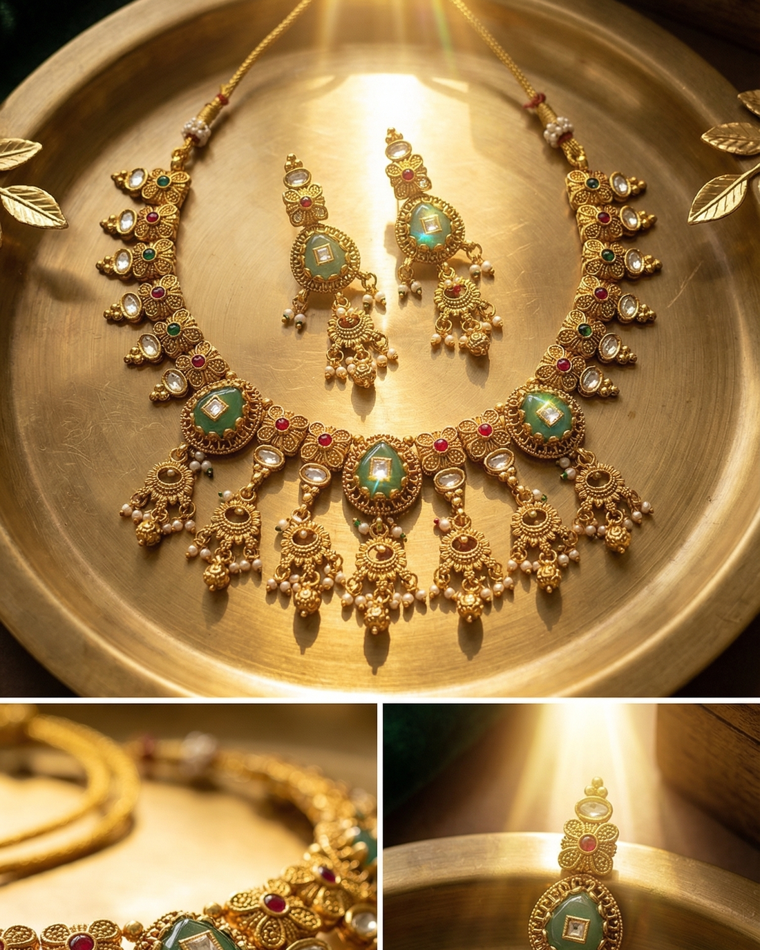 Mrinalini Necklace Set (Green)