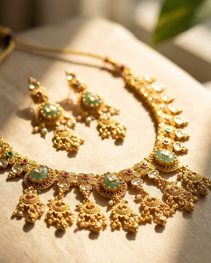 Mrinalini Necklace Set (Green)