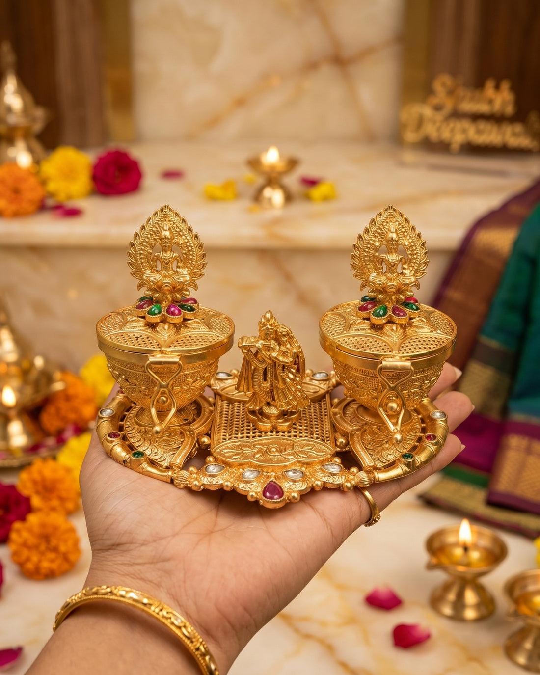 Radha Krishna Kumkum Box