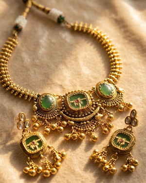 Palm Dune Necklace Set (Light Green)