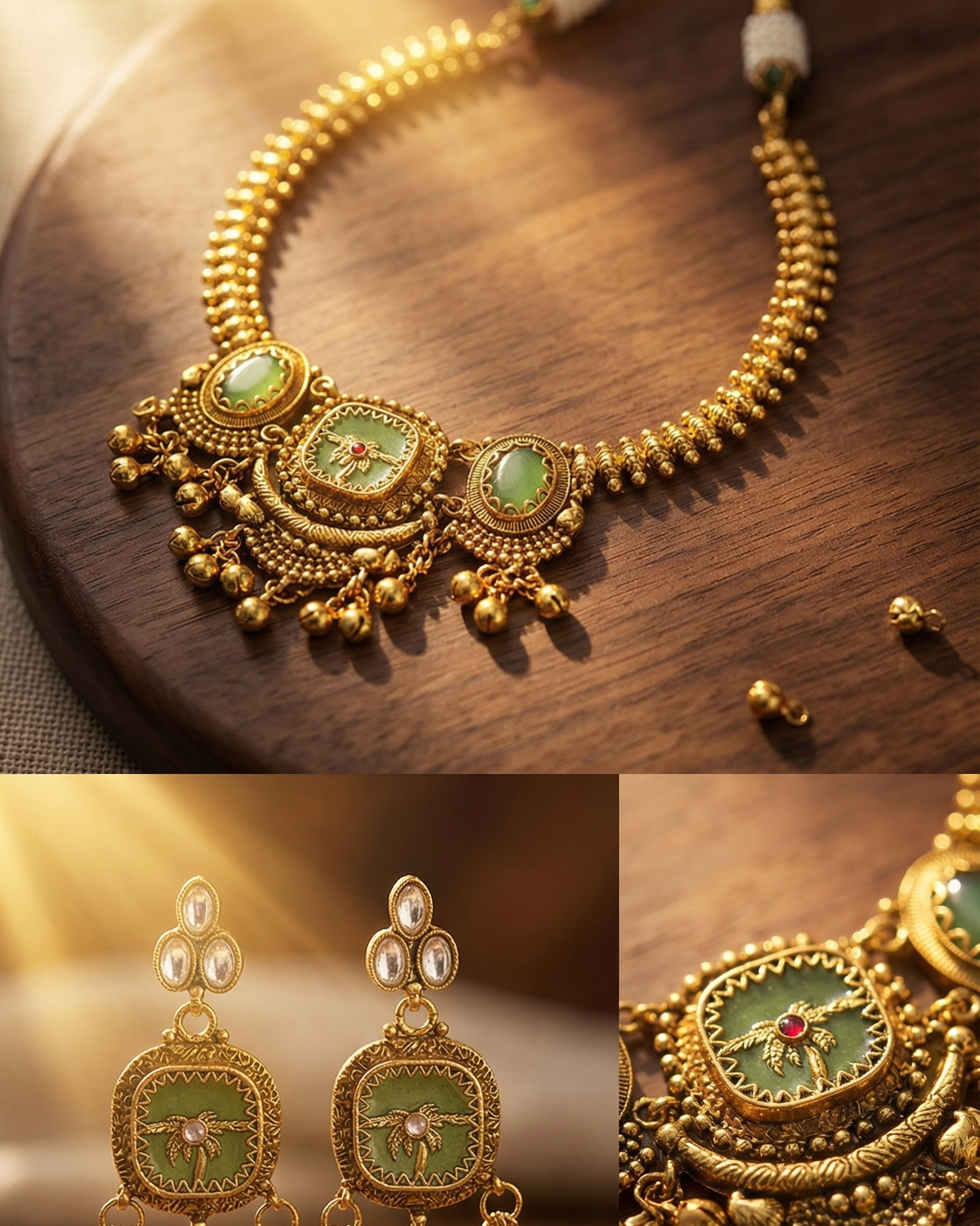 Palm Dune Necklace Set (Light Green)