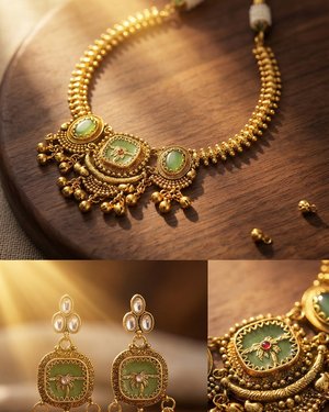 Palm Dune Necklace Set (Light Green)