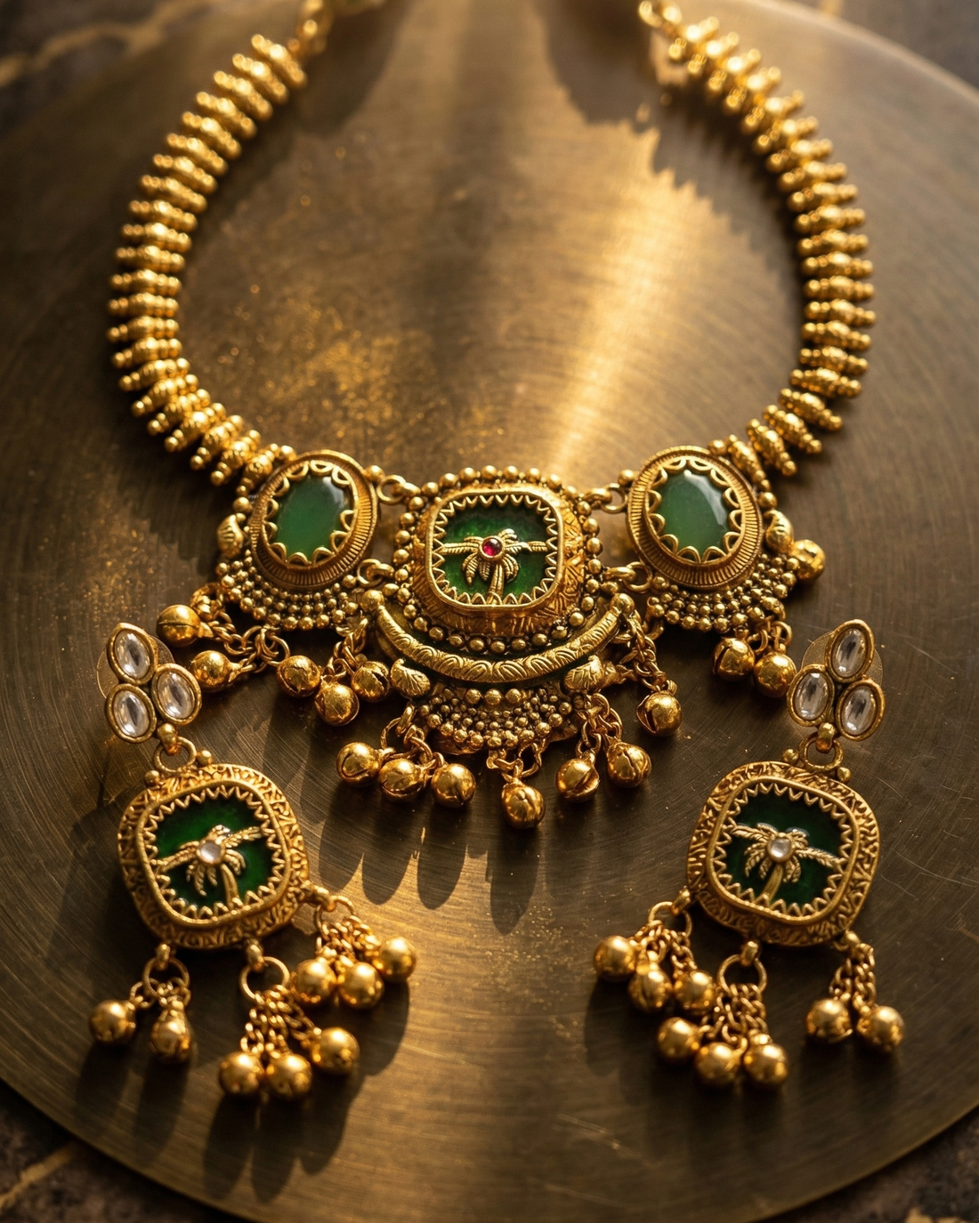 Palm Dune Necklace Set (Light Green)